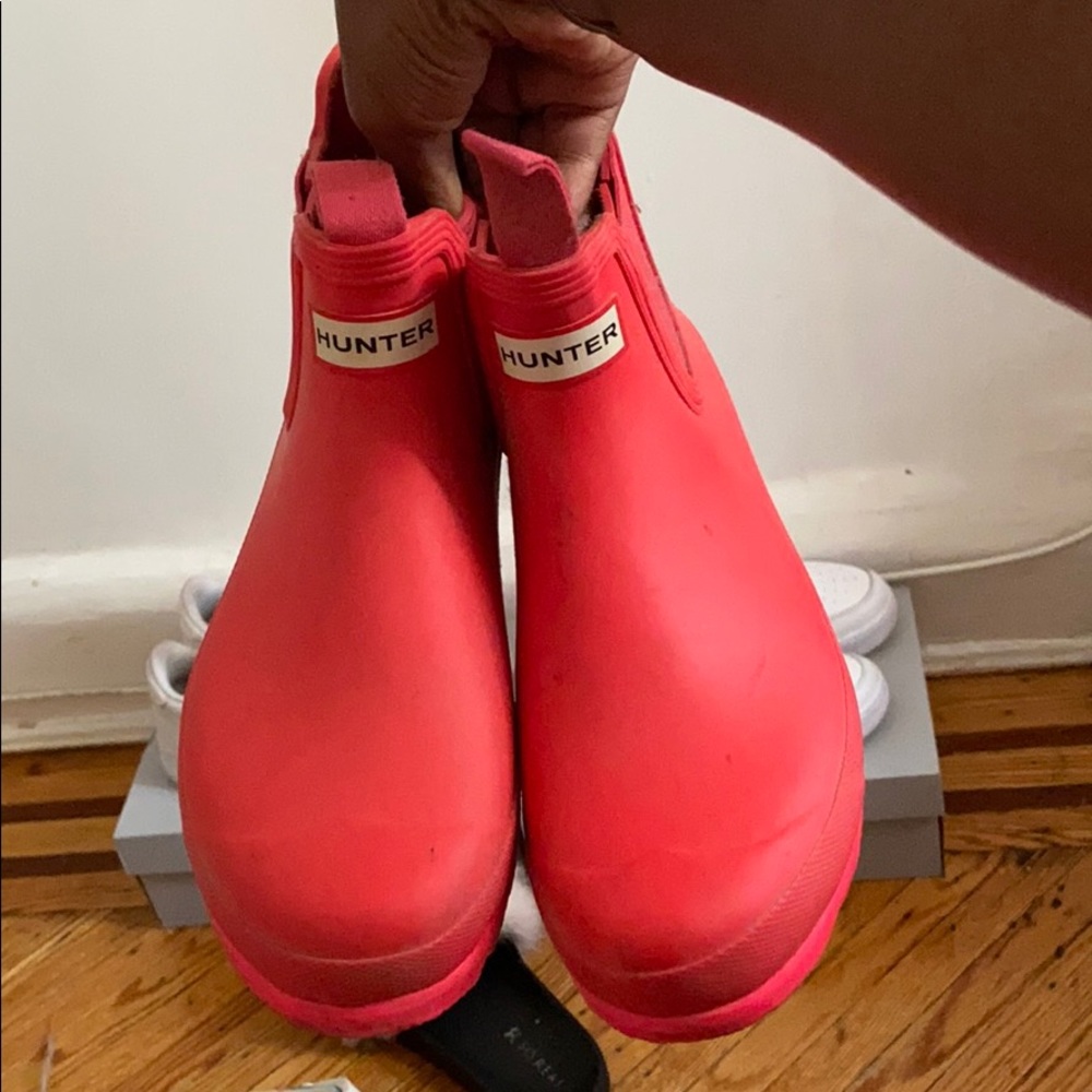 Pink hunter boots
